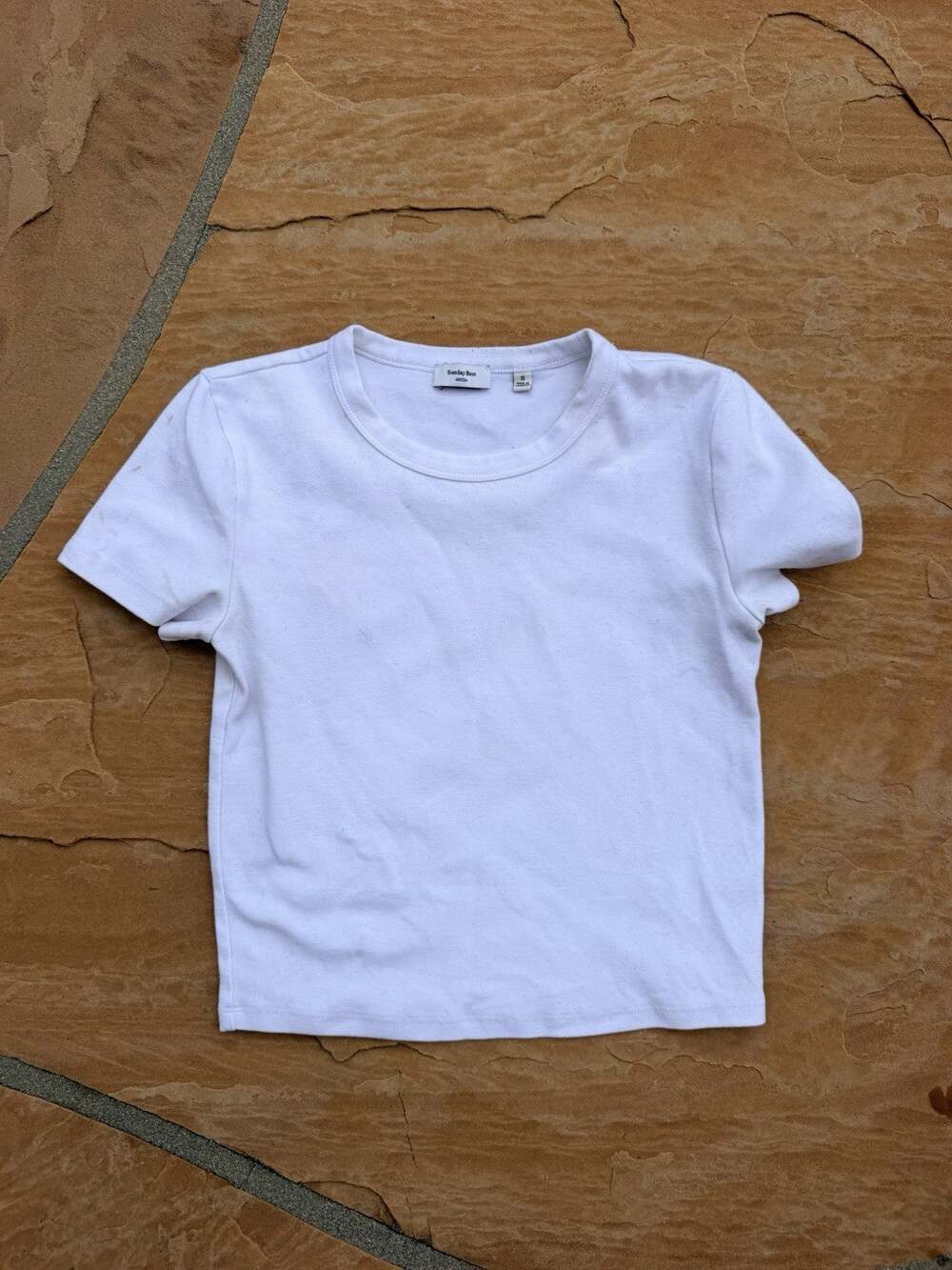 Aritzia Sunday Best Women's White Crew Neck Short Sleeve Crop Tee T-shirt Top S